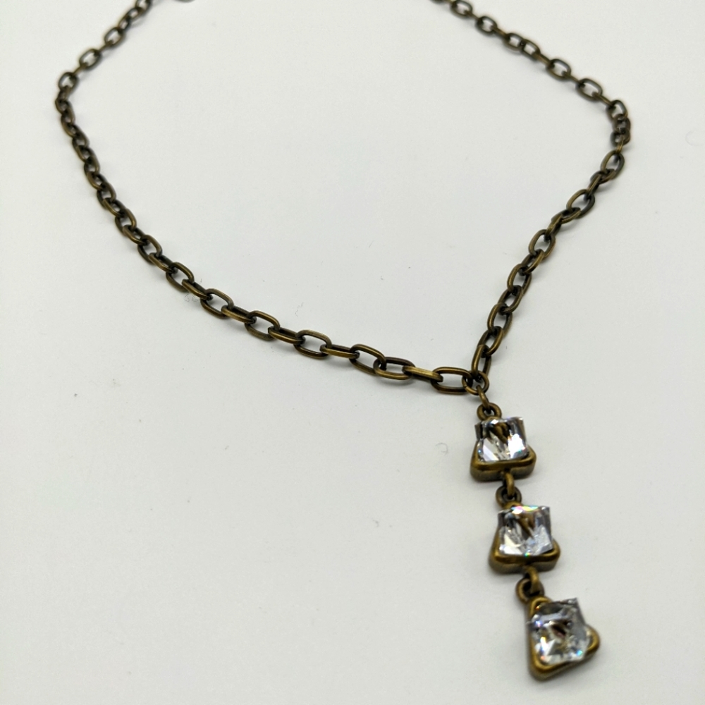 Myka Triple Cube Crystal Pendant and Bronzetone Chain